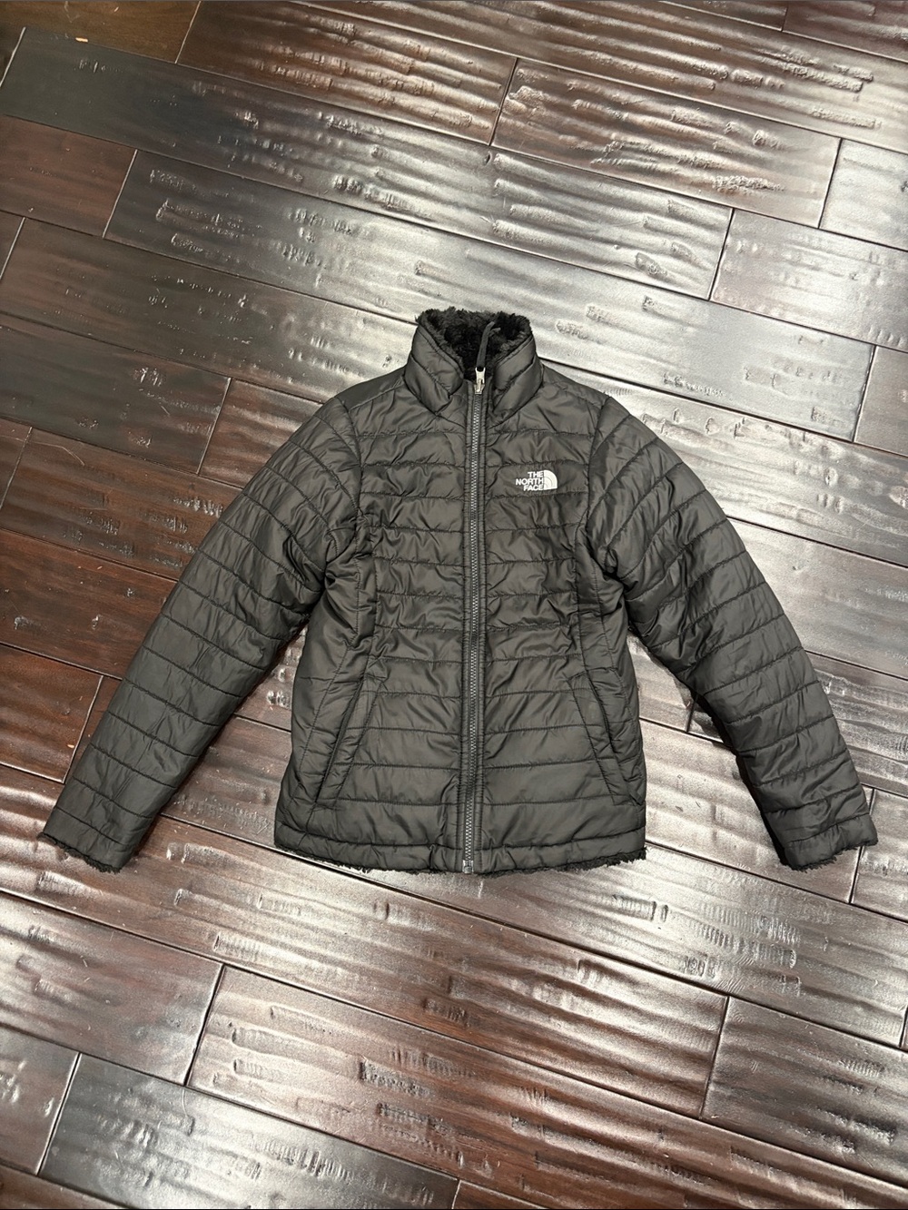 The North Face Black Girls Faux Fur Fleece Jacket